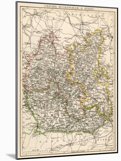 Map of Oxfordshire, Buckinghamshire, and Berkshire, England, 1870s-null-Mounted Giclee Print