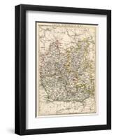 Map of Oxfordshire, Buckinghamshire, and Berkshire, England, 1870s-null-Framed Premium Giclee Print