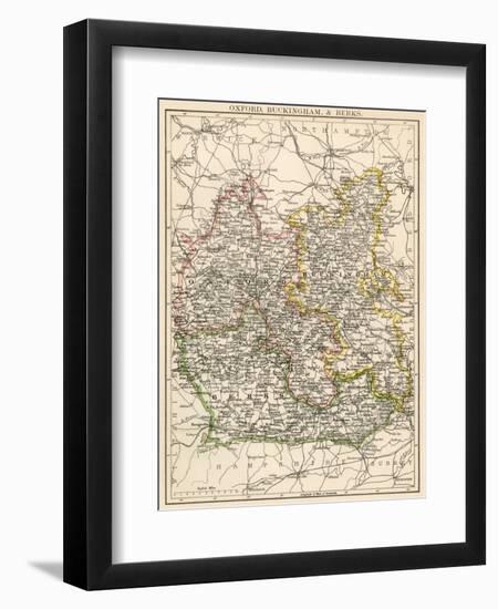 Map of Oxfordshire, Buckinghamshire, and Berkshire, England, 1870s-null-Framed Premium Giclee Print