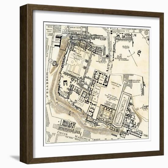 Map of Palatine Hill, City Center of Ancient Rome-null-Framed Giclee Print