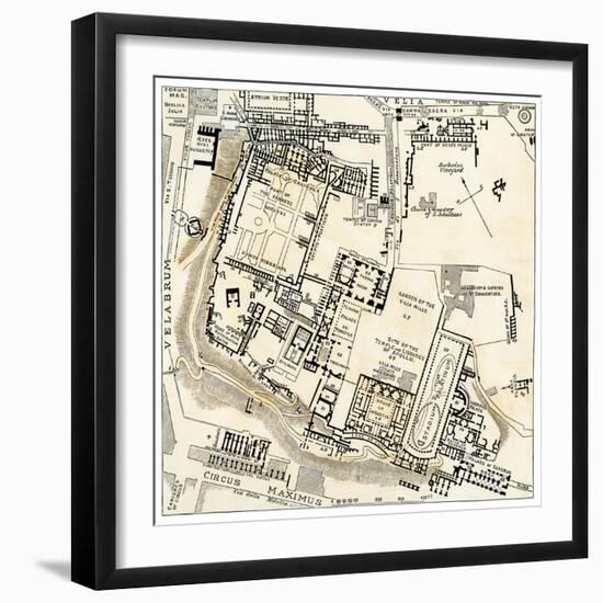 Map of Palatine Hill, City Center of Ancient Rome-null-Framed Giclee Print