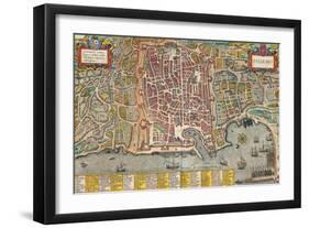 Map of Palermo from Civitates Orbis Terrarum-null-Framed Giclee Print