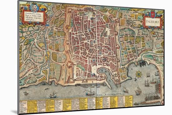 Map of Palermo from Civitates Orbis Terrarum-null-Mounted Giclee Print