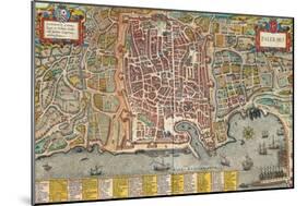 Map of Palermo from Civitates Orbis Terrarum-null-Mounted Giclee Print