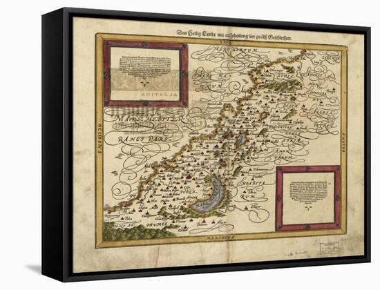 Map of Palestine, 1588-Science Source-Framed Stretched Canvas