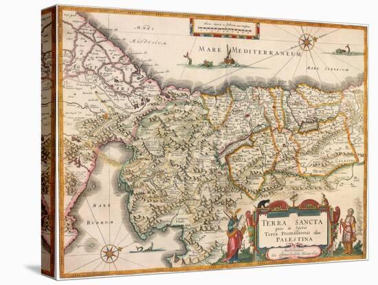 Map of Palestine 1629-Jodocus Hondius-Stretched Canvas