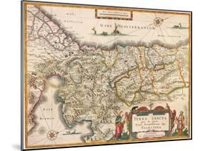 Map of Palestine 1629-Jodocus Hondius-Mounted Giclee Print