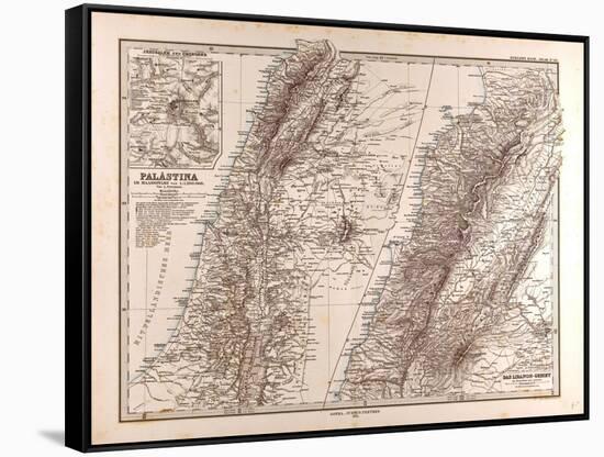 Map of Palestine, 1875-null-Framed Stretched Canvas