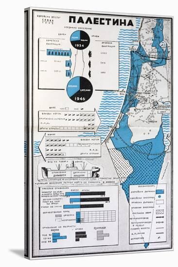 Map of Palestine Showing the Increase in Jewish Population Between 1934 and 1956-null-Stretched Canvas