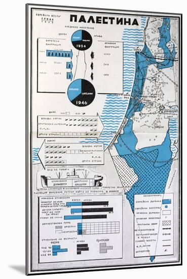 Map of Palestine Showing the Increase in Jewish Population Between 1934 and 1956-null-Mounted Giclee Print