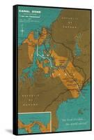 Map of Panama Canal Zone-null-Framed Stretched Canvas