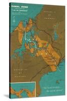 Map of Panama Canal Zone-null-Stretched Canvas