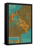 Map of Panama Canal Zone-null-Framed Stretched Canvas