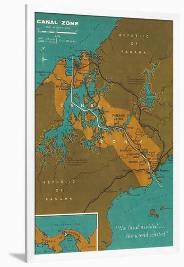 Map of Panama Canal Zone-null-Framed Art Print