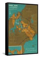 Map of Panama Canal Zone-null-Framed Stretched Canvas