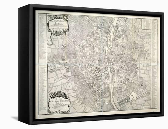 Map of Paris, 1723-B. Jaillot-Framed Stretched Canvas