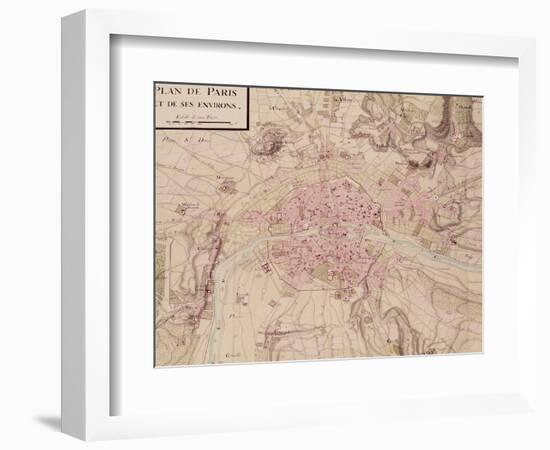 Map of Paris and Its Surroundings, from "Oisivetes"-Sebastien Le Pretre de Vauban-Framed Giclee Print