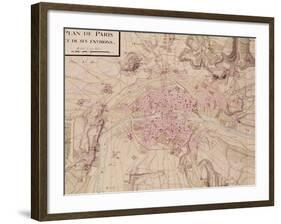 Map of Paris and Its Surroundings, from "Oisivetes"-Sebastien Le Pretre de Vauban-Framed Giclee Print