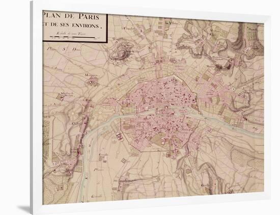 Map of Paris and Its Surroundings, from "Oisivetes"-Sebastien Le Pretre de Vauban-Framed Giclee Print