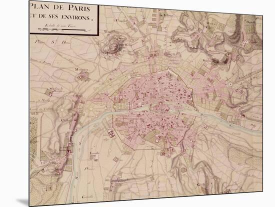 Map of Paris and Its Surroundings, from "Oisivetes"-Sebastien Le Pretre de Vauban-Mounted Giclee Print