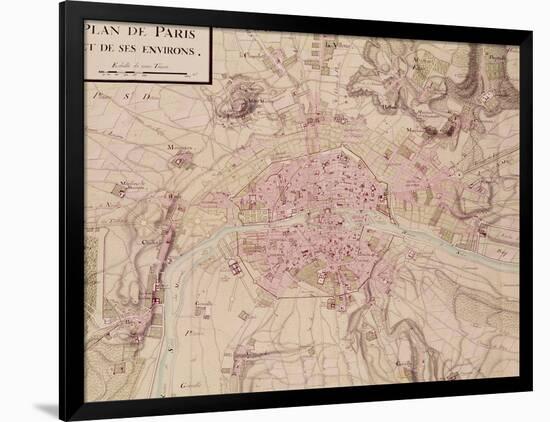 Map of Paris and Its Surroundings, from "Oisivetes"-Sebastien Le Pretre de Vauban-Framed Giclee Print