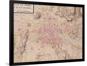 Map of Paris and Its Surroundings, from "Oisivetes"-Sebastien Le Pretre de Vauban-Framed Giclee Print