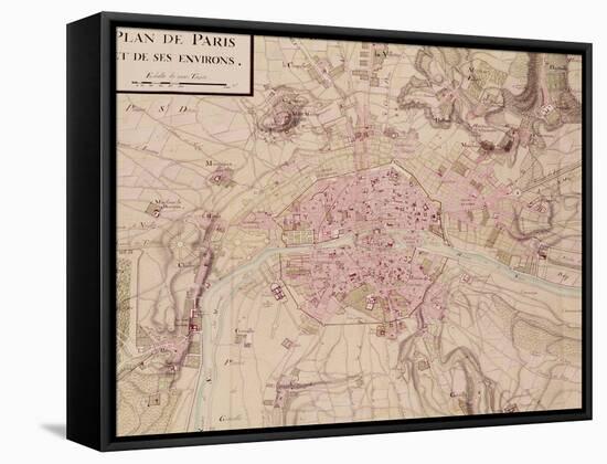 Map of Paris and Its Surroundings, from "Oisivetes"-Sebastien Le Pretre de Vauban-Framed Stretched Canvas