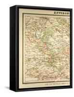 Map of Paris and its Vicinity-null-Framed Stretched Canvas