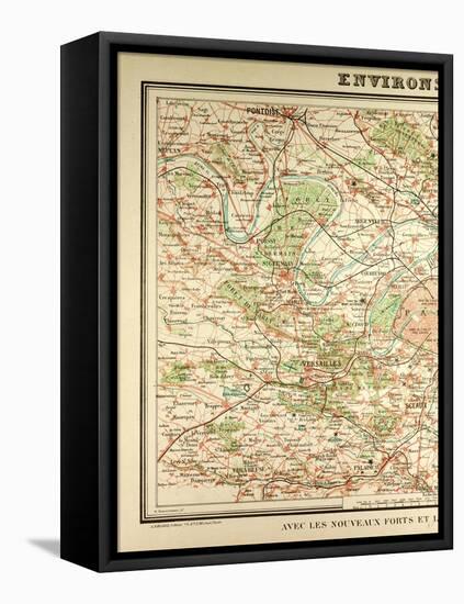 Map of Paris and its Vicinity-null-Framed Stretched Canvas