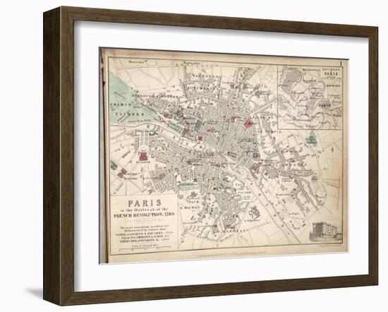 Map of Paris at the Outbreak of the French Revolution, 1789, Published by William Blackwood and…-Alexander Keith Johnston-Framed Giclee Print