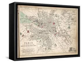 Map of Paris at the Outbreak of the French Revolution, 1789, Published by William Blackwood and?-Alexander Keith Johnston-Framed Stretched Canvas