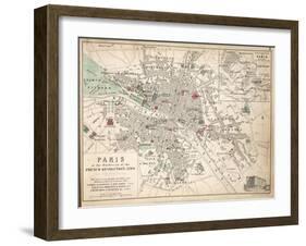 Map of Paris at the Outbreak of the French Revolution, 1789-null-Framed Giclee Print