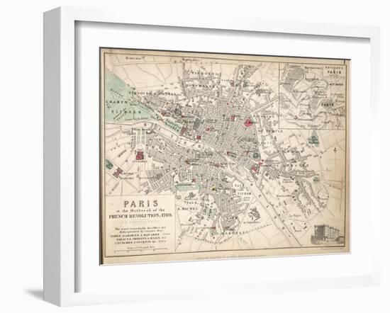 Map of Paris at the Outbreak of the French Revolution, 1789-null-Framed Giclee Print