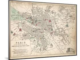 Map of Paris at the Outbreak of the French Revolution, 1789-null-Mounted Giclee Print