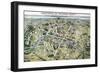 Map of Paris During the Period of the "Grands Travaux" by Baron Georges Haussmann 1864-Hilaire Guesnu-Framed Giclee Print