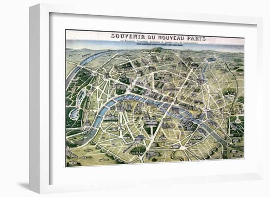 Map of Paris During the Period of the "Grands Travaux" by Baron Georges Haussmann 1864-Hilaire Guesnu-Framed Giclee Print