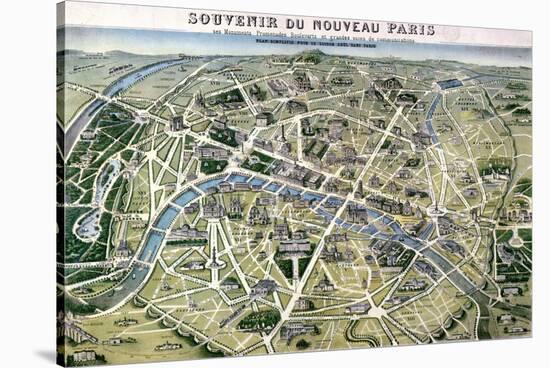 Map of Paris During the Period of the "Grands Travaux" by Baron Georges Haussmann 1864-Hilaire Guesnu-Stretched Canvas