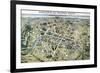 Map of Paris During the Period of the "Grands Travaux" by Baron Georges Haussmann 1864-Hilaire Guesnu-Framed Premium Giclee Print