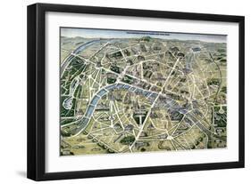 Map of Paris During the Period of the "Grands Travaux" by Baron Georges Haussmann 1864-Hilaire Guesnu-Framed Giclee Print