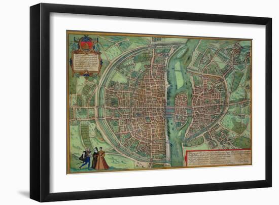 Map of Paris, from "Civitates Orbis Terrarum" by Georg Braun and Frans Hogenberg, circa 1572-Joris Hoefnagel-Framed Giclee Print