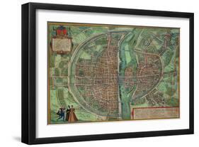 Map of Paris, from "Civitates Orbis Terrarum" by Georg Braun and Frans Hogenberg, circa 1572-Joris Hoefnagel-Framed Giclee Print