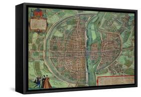 Map of Paris, from "Civitates Orbis Terrarum" by Georg Braun and Frans Hogenberg, circa 1572-Joris Hoefnagel-Framed Stretched Canvas