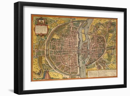 Map of Paris from Civitates Orbis Terrarum-null-Framed Giclee Print