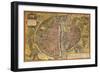 Map of Paris from Civitates Orbis Terrarum-null-Framed Giclee Print