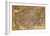 Map of Paris from Civitates Orbis Terrarum-null-Framed Giclee Print