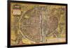 Map of Paris from Civitates Orbis Terrarum-null-Framed Giclee Print