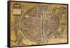 Map of Paris from Civitates Orbis Terrarum-null-Framed Stretched Canvas