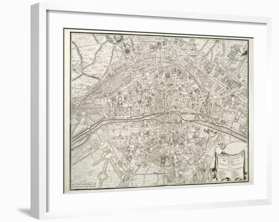 Map of Paris, from 'L'Atlas De Paris' by Jean De La Caille, 1714-null-Framed Giclee Print