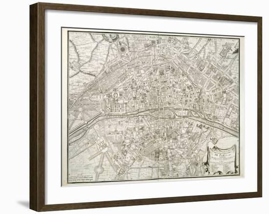 Map of Paris, from 'L'Atlas De Paris' by Jean De La Caille, 1714-null-Framed Giclee Print