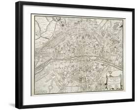 Map of Paris, from 'L'Atlas De Paris' by Jean De La Caille, 1714-null-Framed Giclee Print